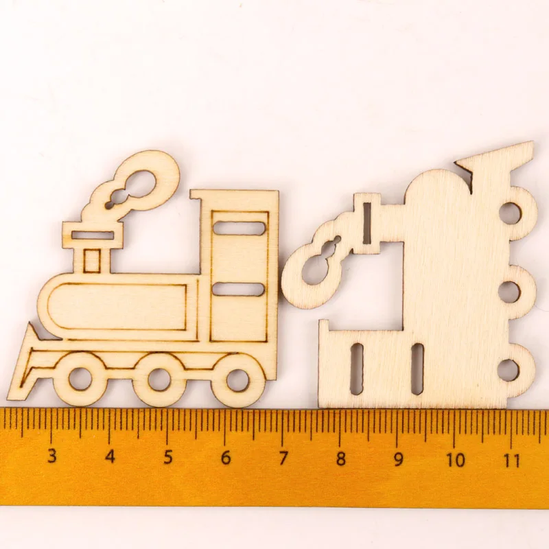 Home Decoration Accessories Painting Scrapbooking Craft Wooden DIY Transportation Vehicles Shape Handmade 40-50mm 10pcs MZ271