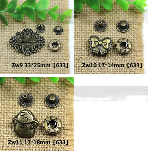 50sets/lot crown birds flower tree desgin metal leather craft DIY snap button