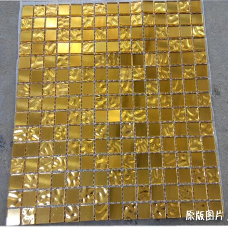 Acid Alkali Resistant Imitate Gold Foil Mirror Glass Mosaic Tile,Temple roof Pool Bathroom Wall Cover Sticker Ceiling Floor Tile