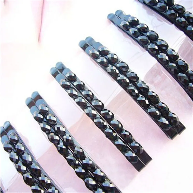 Women Hairpins Solid Black Color Hairgrips Hair Accessories Fashion Metal Barrettes Shine Word Folder BB Hair Clips Bobby Pins