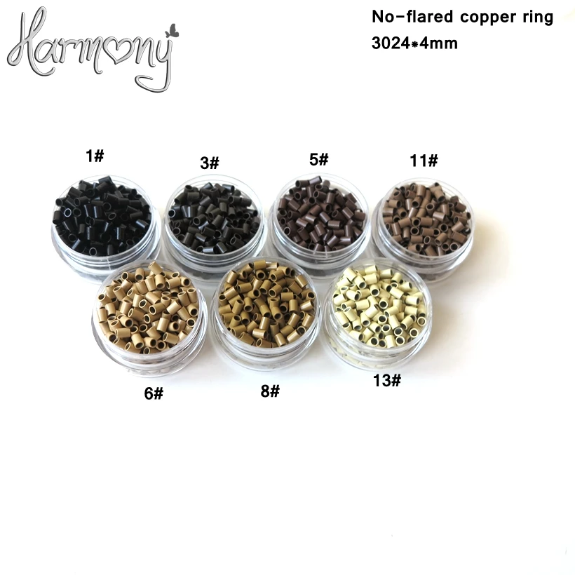 1000pcs Black Straight Copper Ring mini locks of 3.0x2.4x4mm Micro Ring Beads For I tip Hair Extension