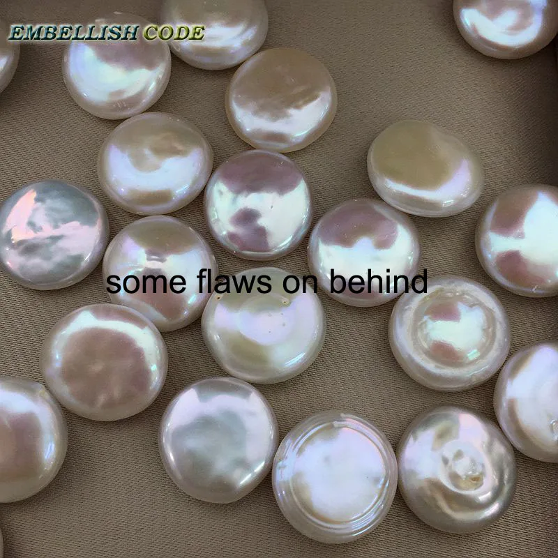 charming natural freshwater coin Button 13mm flat round fine pearls jewelry earrings zirconium for women