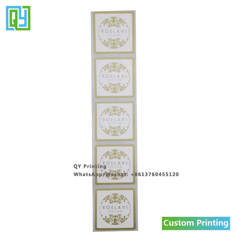 1000Pcs 40X40Mm Gratis Verzending Custom Printing Stickers Goud Kleur Papier Sticker Aangepaste Label