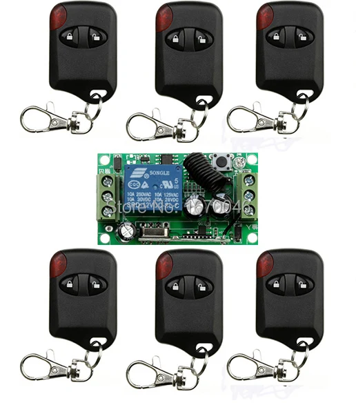 

DC 12V 10A 1CH 315MHz/433MHZ Wireless RF Remote Control Switch 6* cat eye Transmitter+ 1*Receiver light / window/Garage Doors