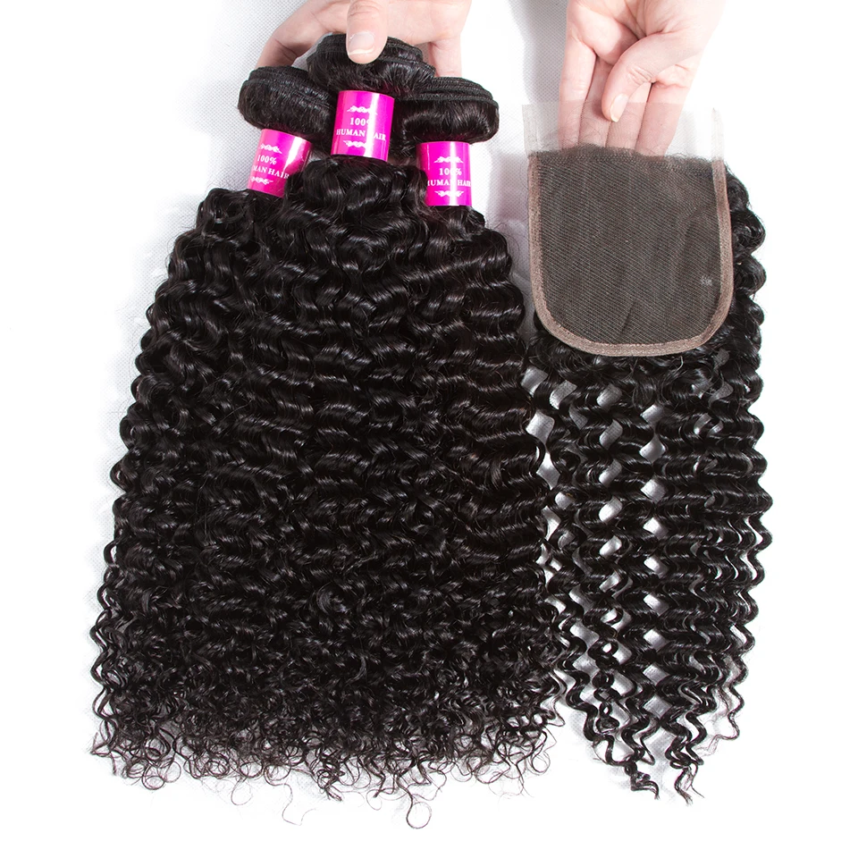 22 24 Zoll lockiges Haar Bundles 100 % Echthaar Bundles mit 4x4 Spitzenverschluss dicke brasilianische Remy tiefe lockige Bundles mit Verschluss – Detail 6