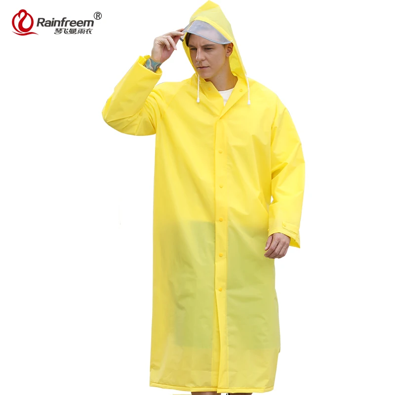 

Rainfreem New Light Weight EVA Raincoat Women/Men Impermeable Plastic Transparent Rain Coat 7 Colors Rain Gear Poncho