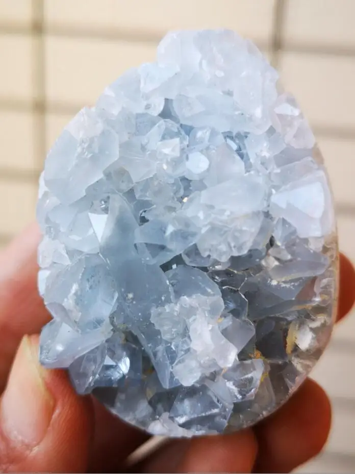 Natural celestite geode quartz cluster crystal specimen healing