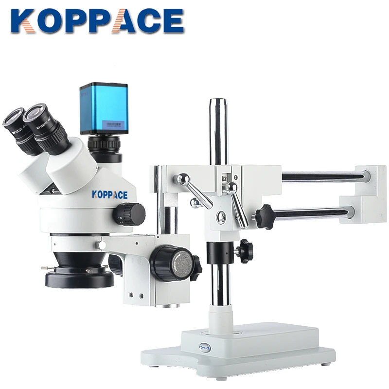 

Тринокулярный стереомикроскоп KOPPACE 3.5X-90X, HDMI HD, автофокус, промышленный микроскоп, камера, может снимать фото и видео
