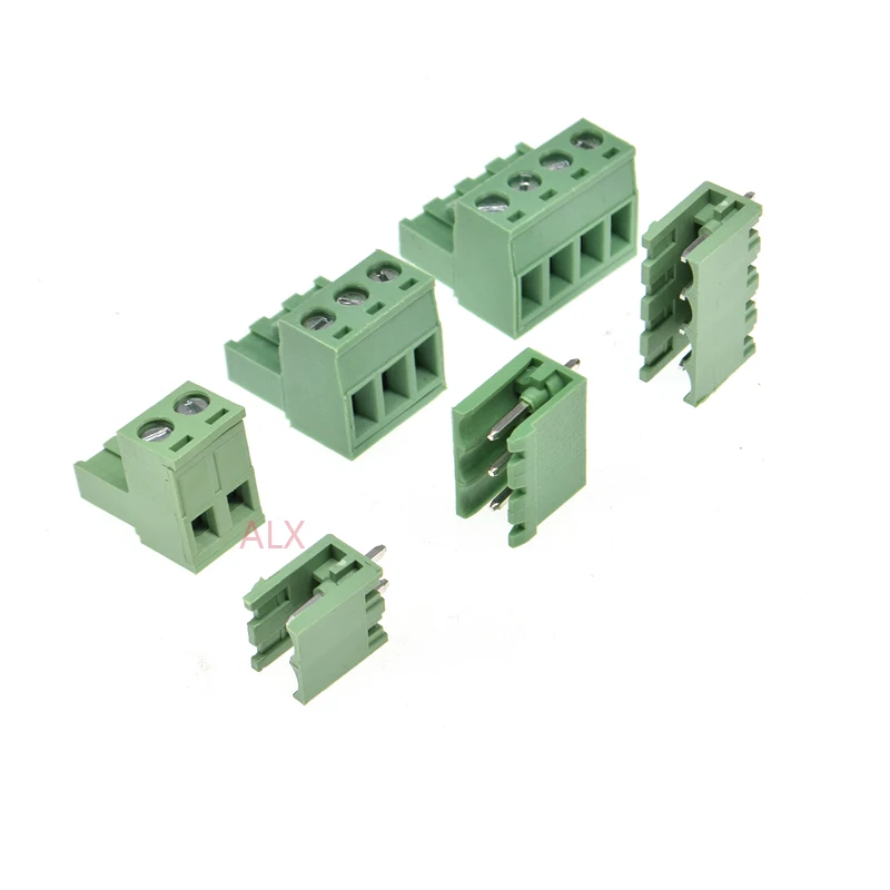 10SETS 2EDG 2/3/4/5/6/7/8/9 pin screw terminal block connector 5.08MM pitch PLUG + Straight PIN HEADER SOCKET for pcb 2p 3p 4p