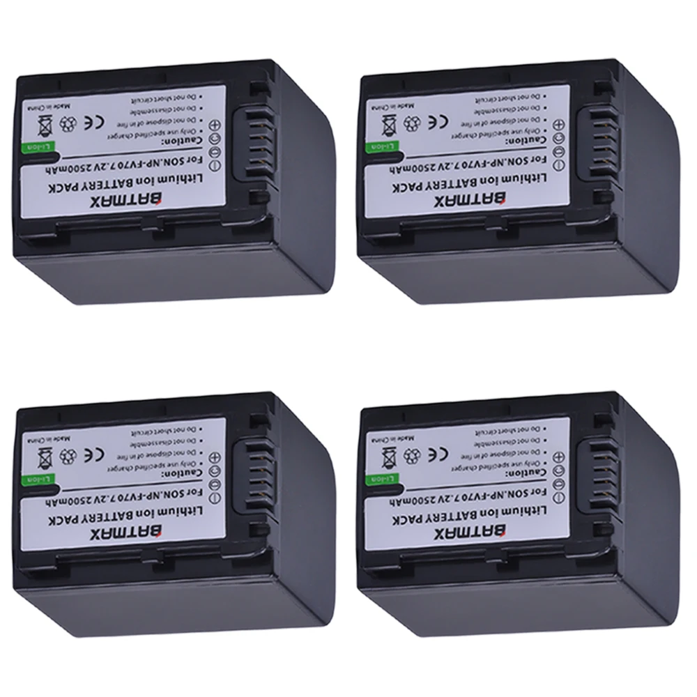 4Pack  High Capacity 7.2V 2500mAh NP-FV70 NP FV70 Rechargeable Camera Batteries for Sony HDR-CX230 HDR-CX150E HDR-CX170 CX300