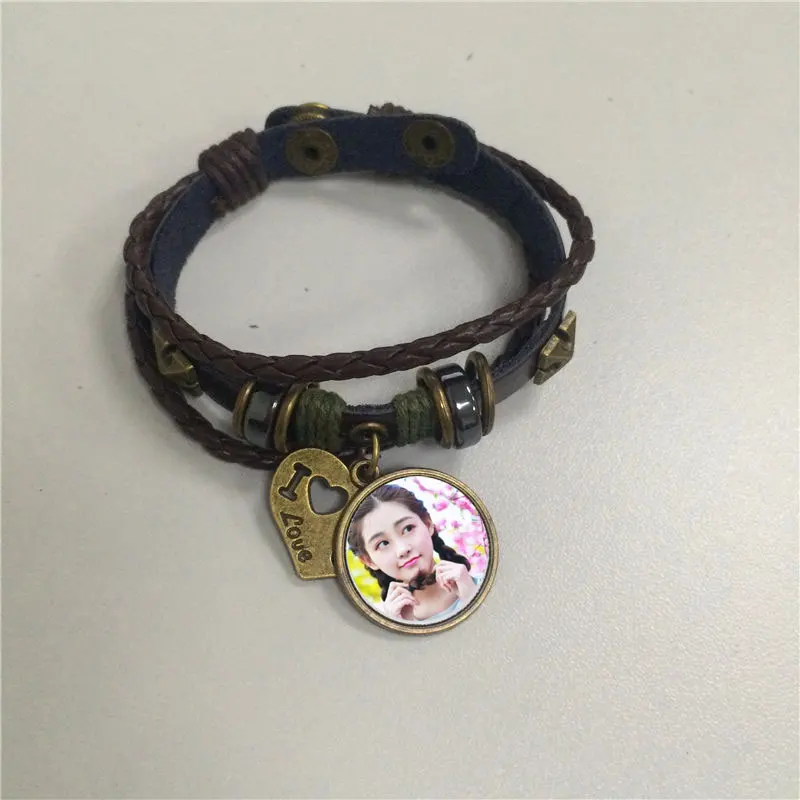 

cowhide bracelet for sublimation knitted diy heart charm bracelets jewelry for women blank custom consumables material BX081Z