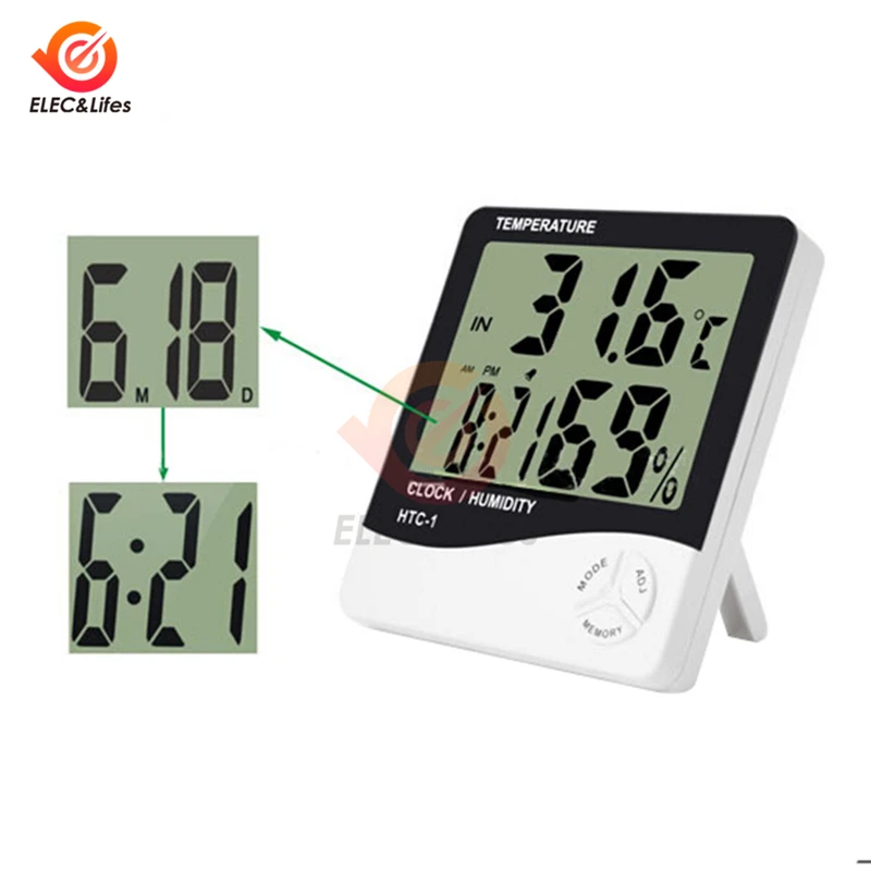 LCD Digital Thermometer Hygrometer 20%~99%RH for HTC-1 HTC-2 Outdoor Indoor Temperature Humidity Meter Weather Station Clock