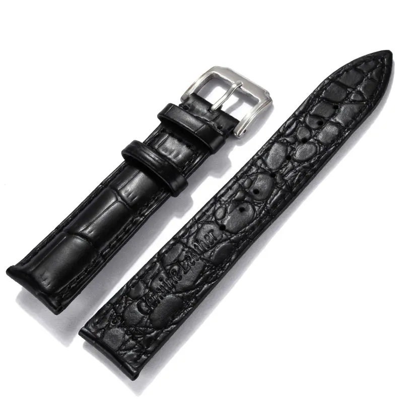 12 14 16 18 20 22 24 mm Leather Black Dark Brown Pink White Classic Alligator Grain Watch Band Strap Belt For Rolex Omega IWC