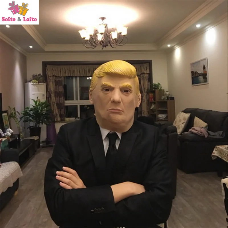 Free Shipping Sarcastic Mask Soft Rubber President T Scary Halloween Party Costume Dress Make up Horror Prank Joke Supply Gifts