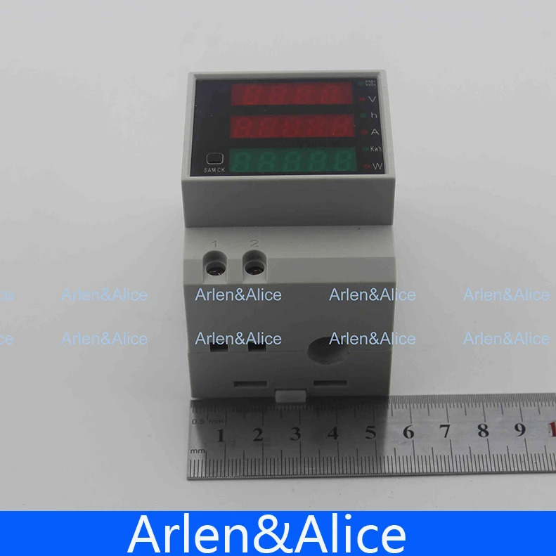 Din-рейка светодиодный AC 80-300V 0-100.0A Вольтметр Амперметр Дисплей Активная мощность и коэффициент мощности время счетчик энергии напряжение тока