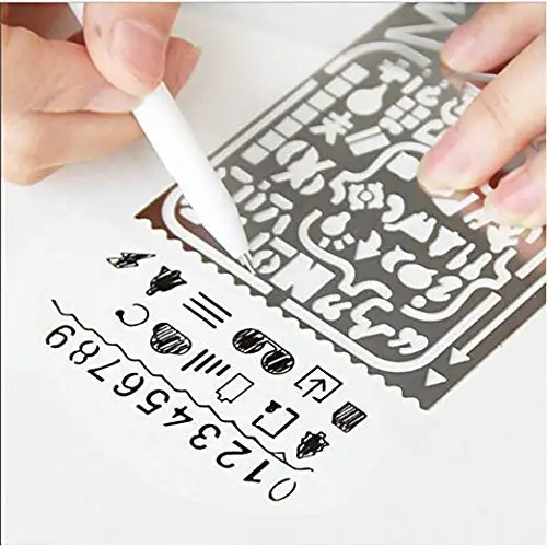 Metal Drawing Templates Digital Stainless Steel Multifunctional Planner Stencils with 60 Apertures