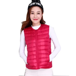 Addnew – gilet en duvet de canard blanc pour femme, gilet sans manches, Ultra léger, rouge, noir, garde au chaud, hiver