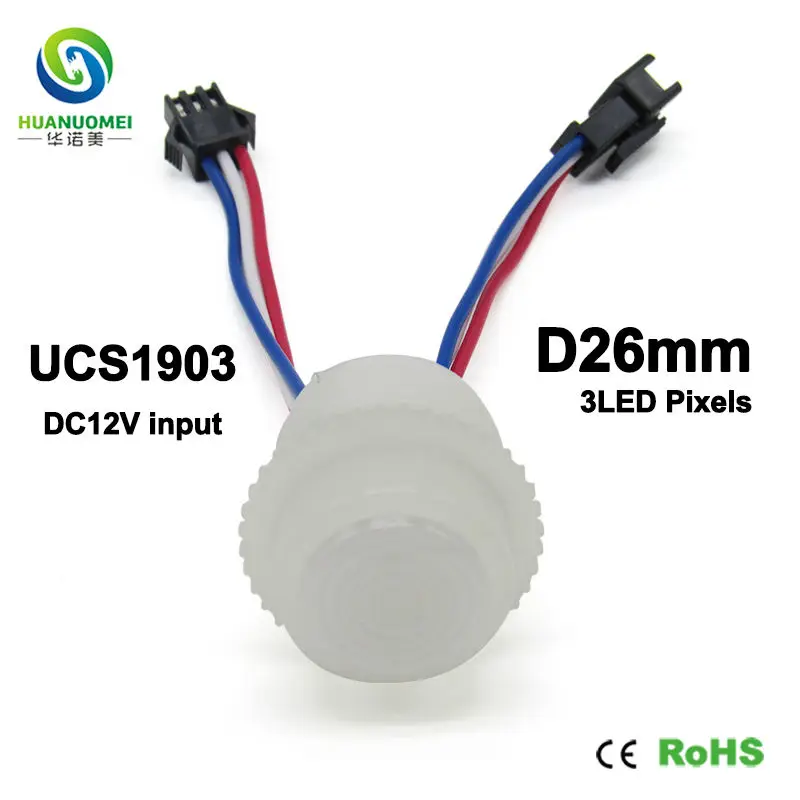 new product full color bulb waterproof smart 12V 26mm 3LEDs UCS1903 digital 5050 smd rgb module led pixel light with milky cover