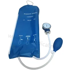 Reusable Nylon Pressure Infusion/Pressure Infusion Bag with Pressure Gauge 1000ml,Blue,Back Net and Edge Stitching