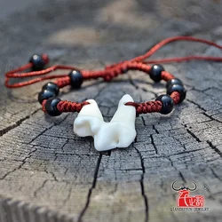 YS005 Natural bone punk bracelet wood beads bracelet men spike bracelet women Primitive tribes jewelry Fake wolf Tooth Bangles