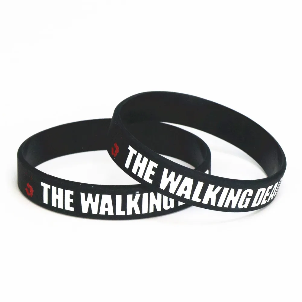 50PCS New Design Movies The Walking Dead Silicone Wristband Black Silicone Rubber Bracelet&Bangles Band Movie lover Gifts SH122