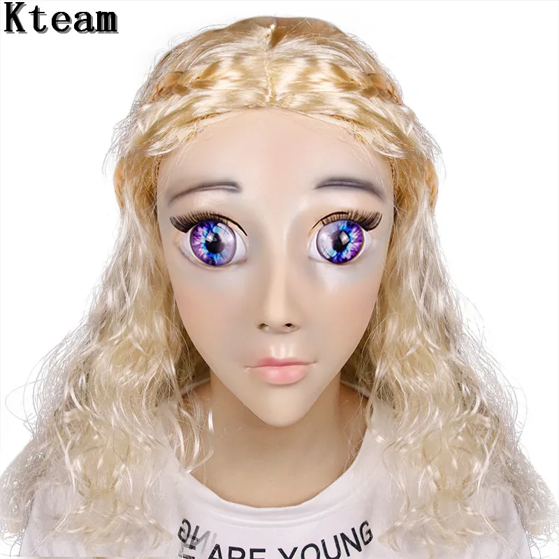 Top Quality Handmade Silicone Sexy And Sweet Half Female Face Ching Crossdress Mask Crossdresser Doll Full Face Mask Party Cos