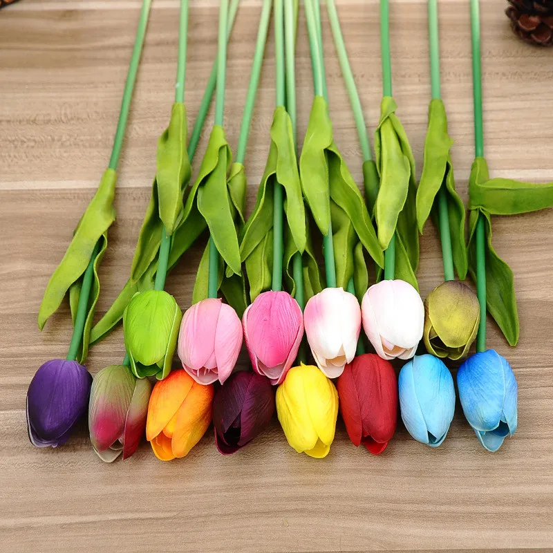 1 Pcs Fake White Tulips Silk Tulip Artificial Flowers Tulips For Home Decoration Lot Artificial Flowers Tulip Bouquets