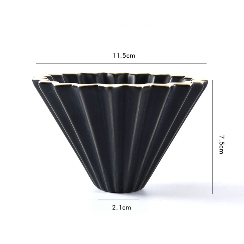 Espresso Coffee Filter and Wooden Tray Flowers Ceramic Coffee Filter Cup Coffee Accessories Funnel Drip Hand Cup Filter