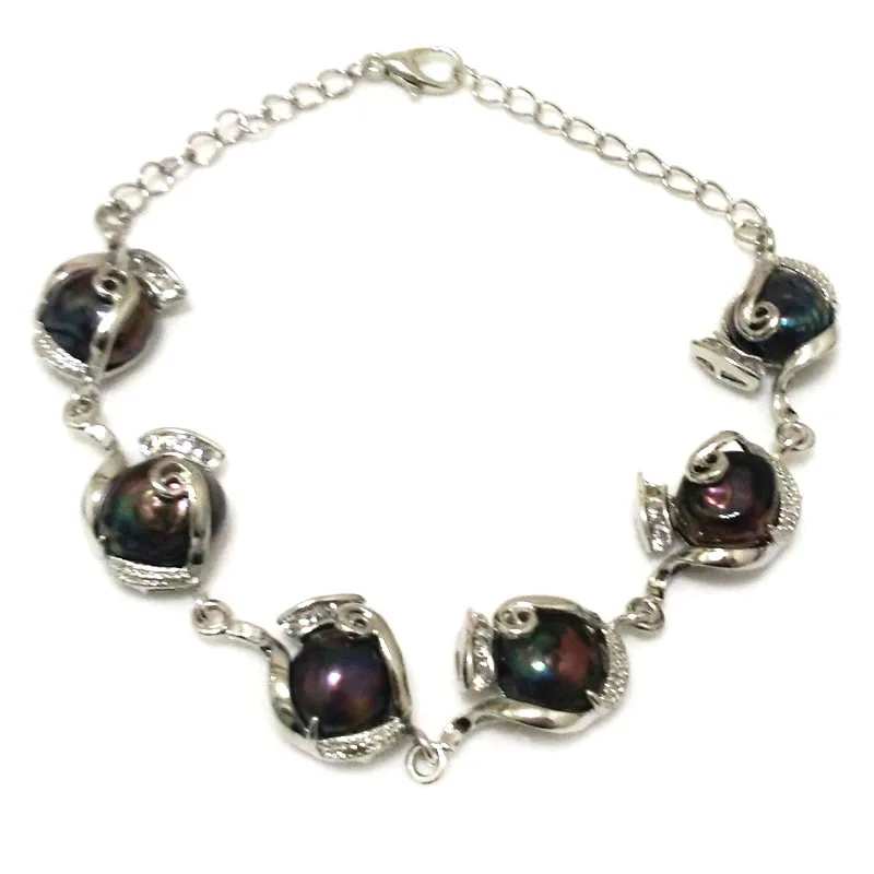 8 inches Silver Chain Multicolor Natural Women Baroque Pearl Bracelet