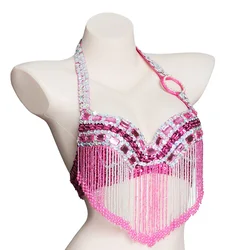 Belly dance halter bra shining beaded bra top sexy dance top belly dance costume belly dancing clothes club night dance wear