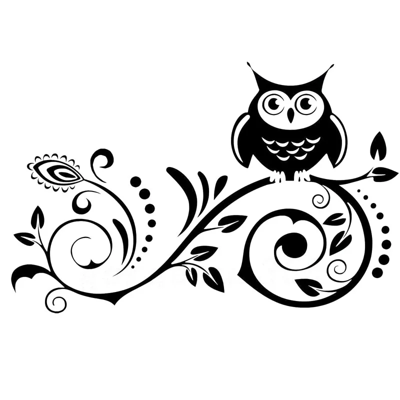 20X12.7CM New Hot Vine Flower Owl Interesting Vinyl Car Sticker And Decal Black/Silver S6-2535