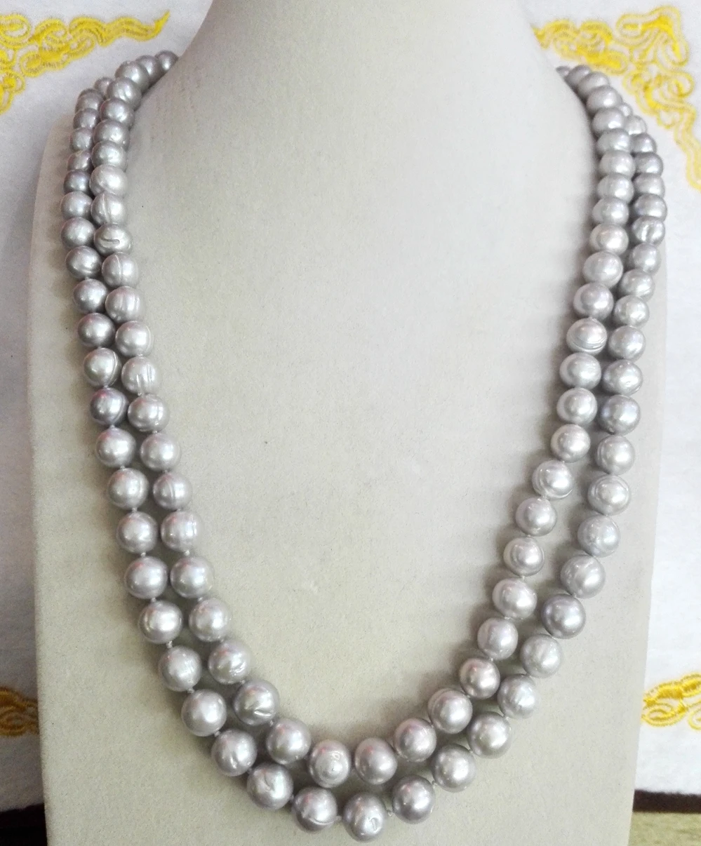 Women Classic Jewelry 160cm 10mm Gray Baroque pearl necklace real natural freshwater pearl 64inch