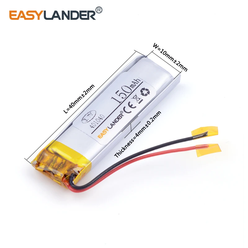 

3pcs /Lot 3.7V 401040 150mAh Rechargeable Lithium Li-ion Polymer Battery for Recording pen wireless earphone point reading pen