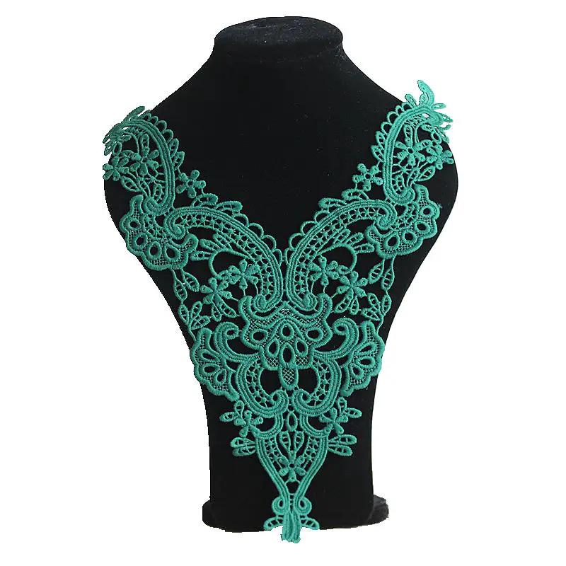 1PCS Green Flower Necklace Lace Collar Embroidery Lace Trimming For Sewing Fabric Trim DIY Lace Fabric Neckline Applique Sewing