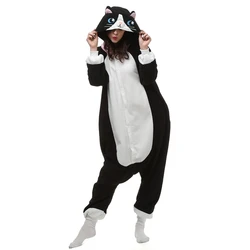 Adults Animal Kigurumi Black Cat Cosplay Costume Cartoon Onesies Pyjama Halloween Carnival Party Jumpsuit