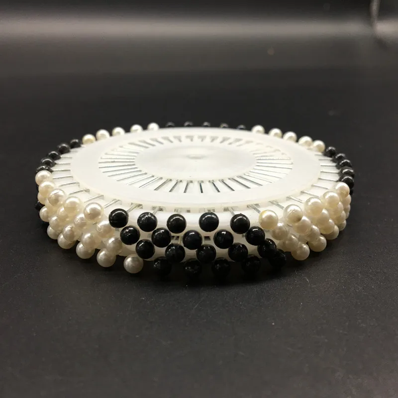40Pcs Sewing Pins Black/White  Round Pearl Straight Head Pins Localization Needle Weddings Corsage Dressmaking Accessories 35mm