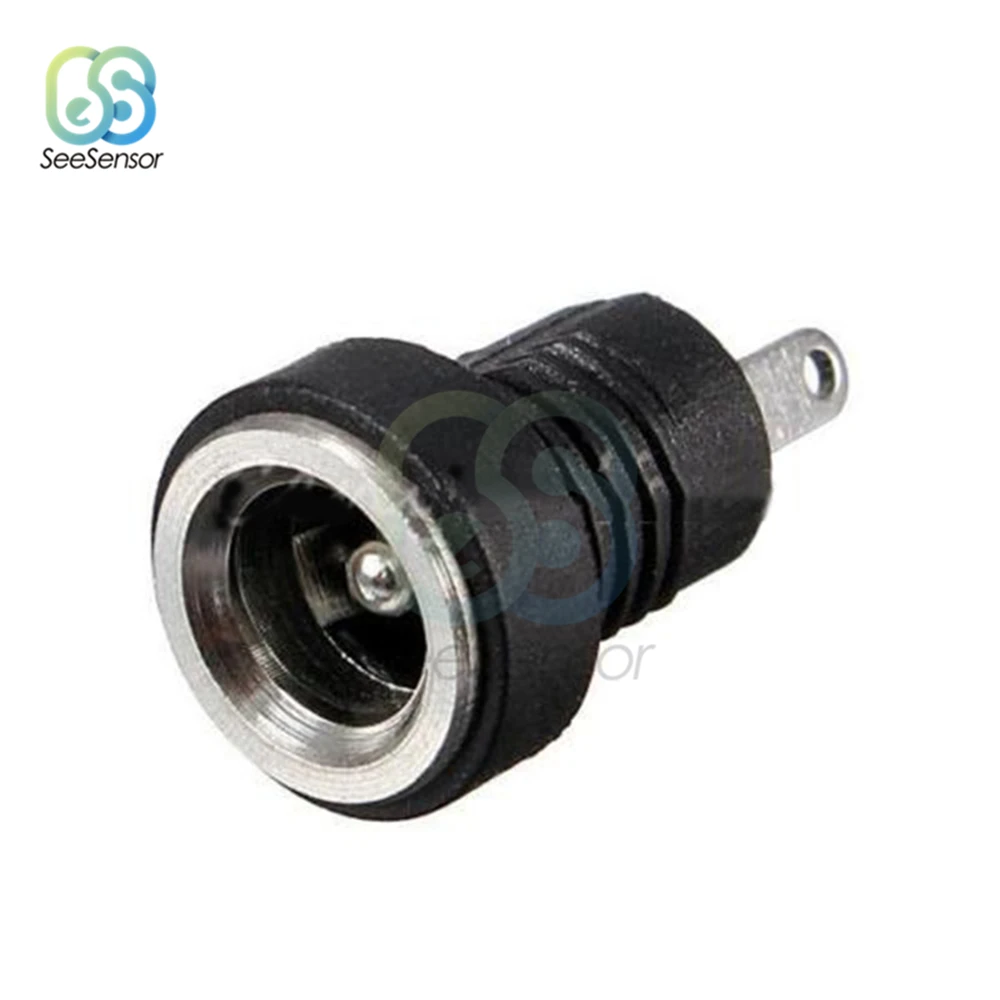 5Pcs DC 12V 3A Power Supply Connector Jack Socket Female Panel Mount Connector 2-Pin Plug Adapter 5.5 x 2.1mm