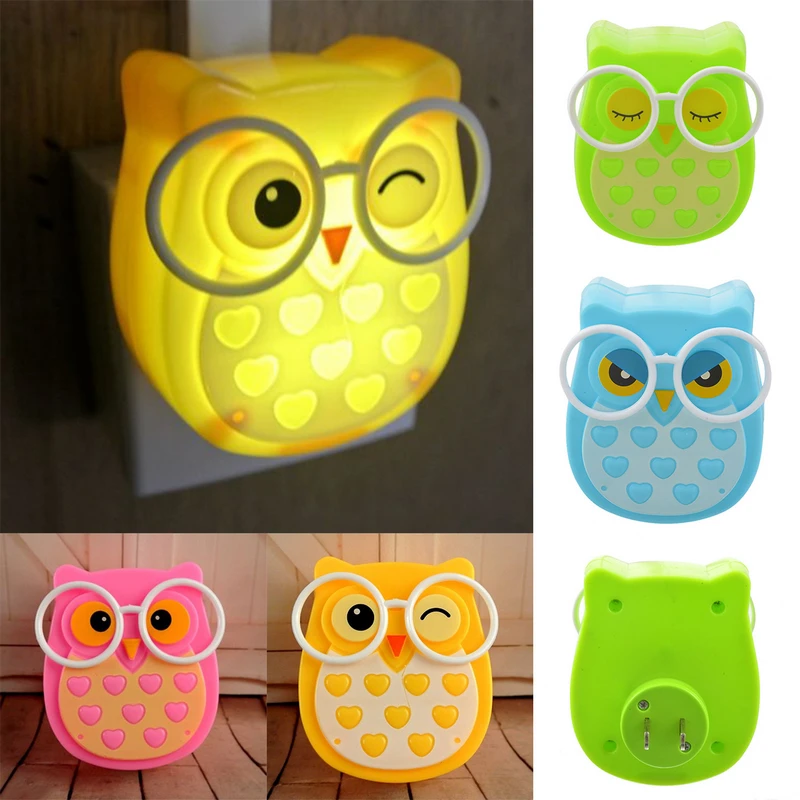 1pcs Cute Owl Light Nightlight Auto Control Sensor LED Lamp Kids Bedroom Wall Light 2019 new