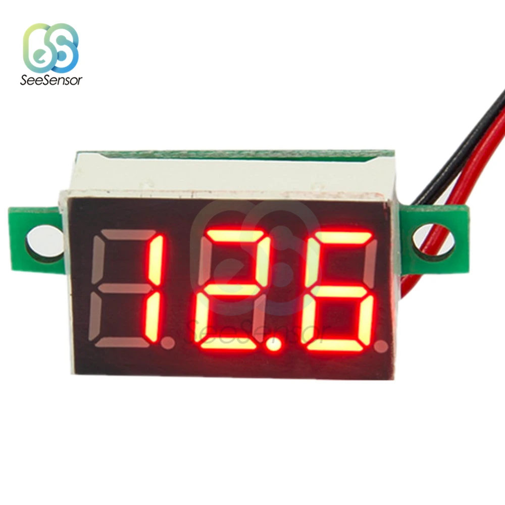 Mini voltmetro digitale a LED da 0.36 pollici voltmetro 2 fili DC 4.7V 32V Display a 3 cifre pannello rosso/verde/blu/bianco