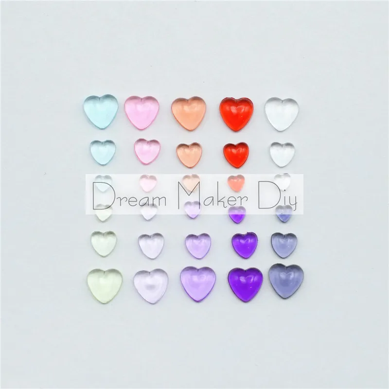 4mm/6mm/8mm DIY pendant jewelry accessories Cabochon Domes Round Heart droplets Transparent Wihout glue Beads