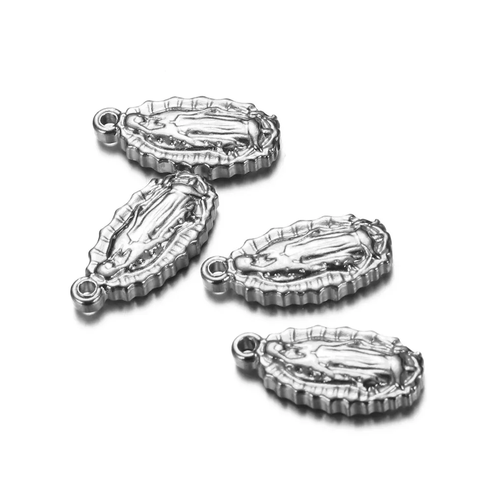 10PCS Wholesale Catholic Stainless Steel Virgin Charms for Jewelry Making Virgin Christian Pendant Accessories