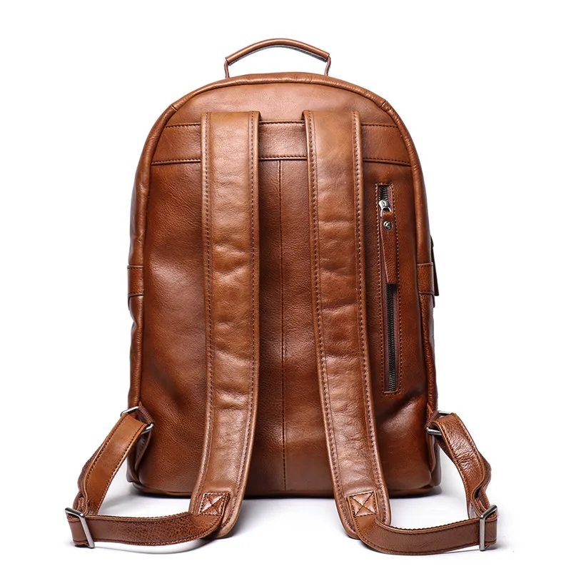 Nesitu Highend A4 Vintage Brown Coffee Full Grain Genuine Leather 14\'\' 15.6\'\' Laptop Men Women Backpack Male Travel Bags M88120