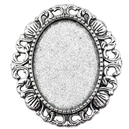 Fit 18x25mm Antique Silver Bronze Cameo/Glass/Cabochon Frame bezel Settings,Brooch,DIY Accessory Base Charm 5pcs/lot K04641