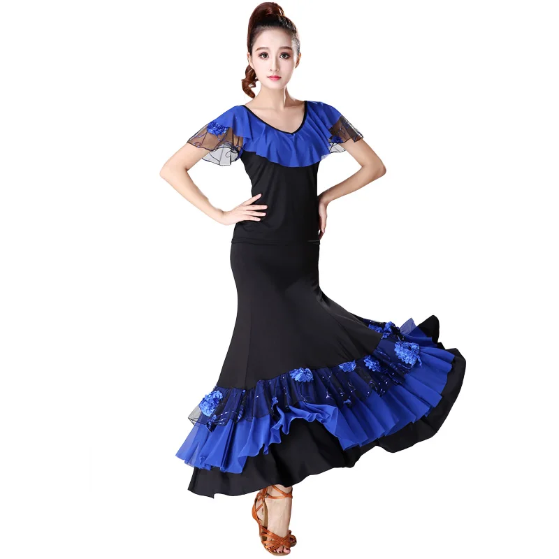 Dance Sequins Embroidery Skirt Modern Dance Competition Performance Dress National Standard Competition Dance Practice Costumes