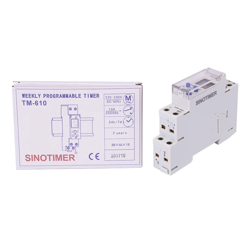 TM610 220V 16A 18mm Single Module Time Timer DIN Rail Programmable Timer Clock Weekly 24hrs Programmable Timer Realy Switch