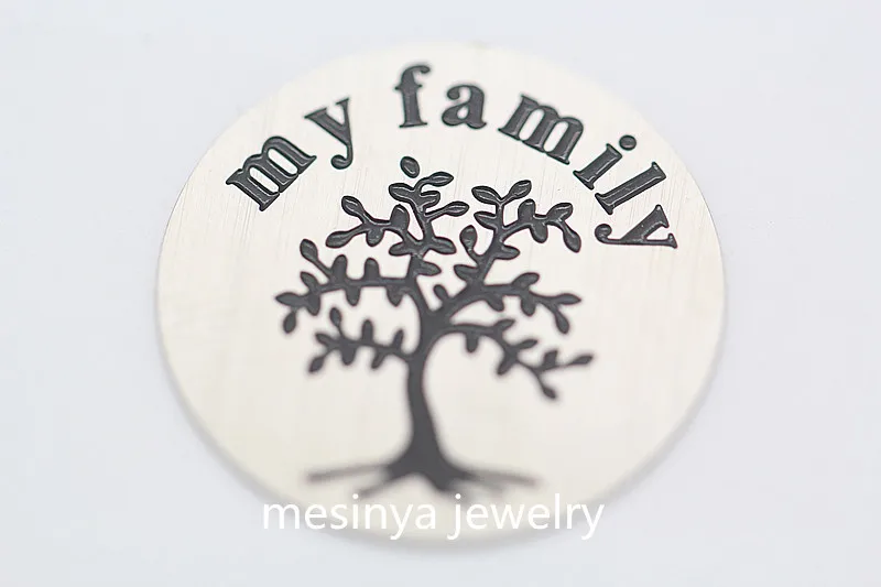 30pcs large s.steel my family tree plate for 30mm stainless steel floating charm memory living glass locket  Xmas gift keepsake