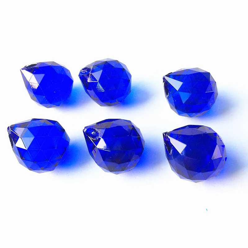 30pcs Faceted Crystal Glass 20mm Top Quality Blue K9 Nice Chandelier Balls (Free Ring)For New Year Diy Christmas Tree Decoration