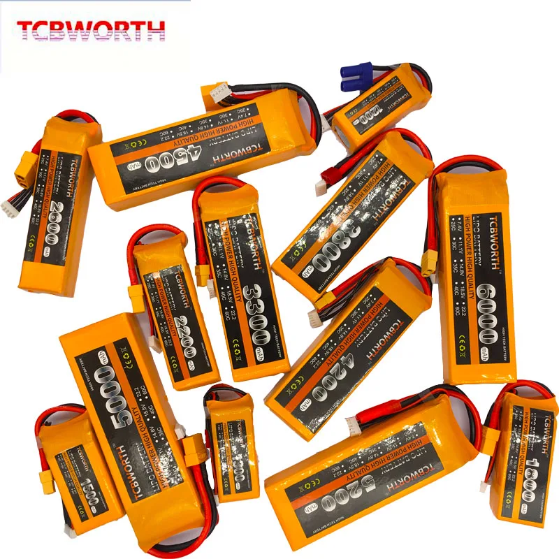 14.8V RC LiPo batteria 4S 2200mAh 3300mAh 4000mAh 5200mAh 6000mAh 25C 35C 60C per RC aereo Drone elicottero Quadrotor