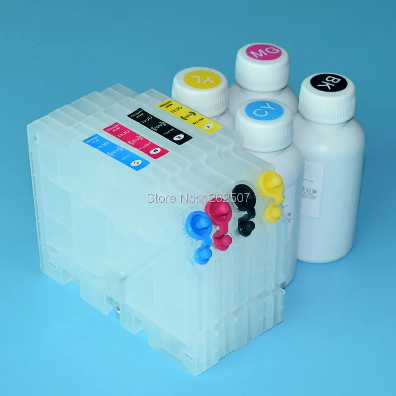 100ML 4Colors GC41 Dye Sublimation Ink And Refillable Cartridge For Ricoh Aficio SG3110 3110 SG3100 SG2100 2010 SG7100 Printers