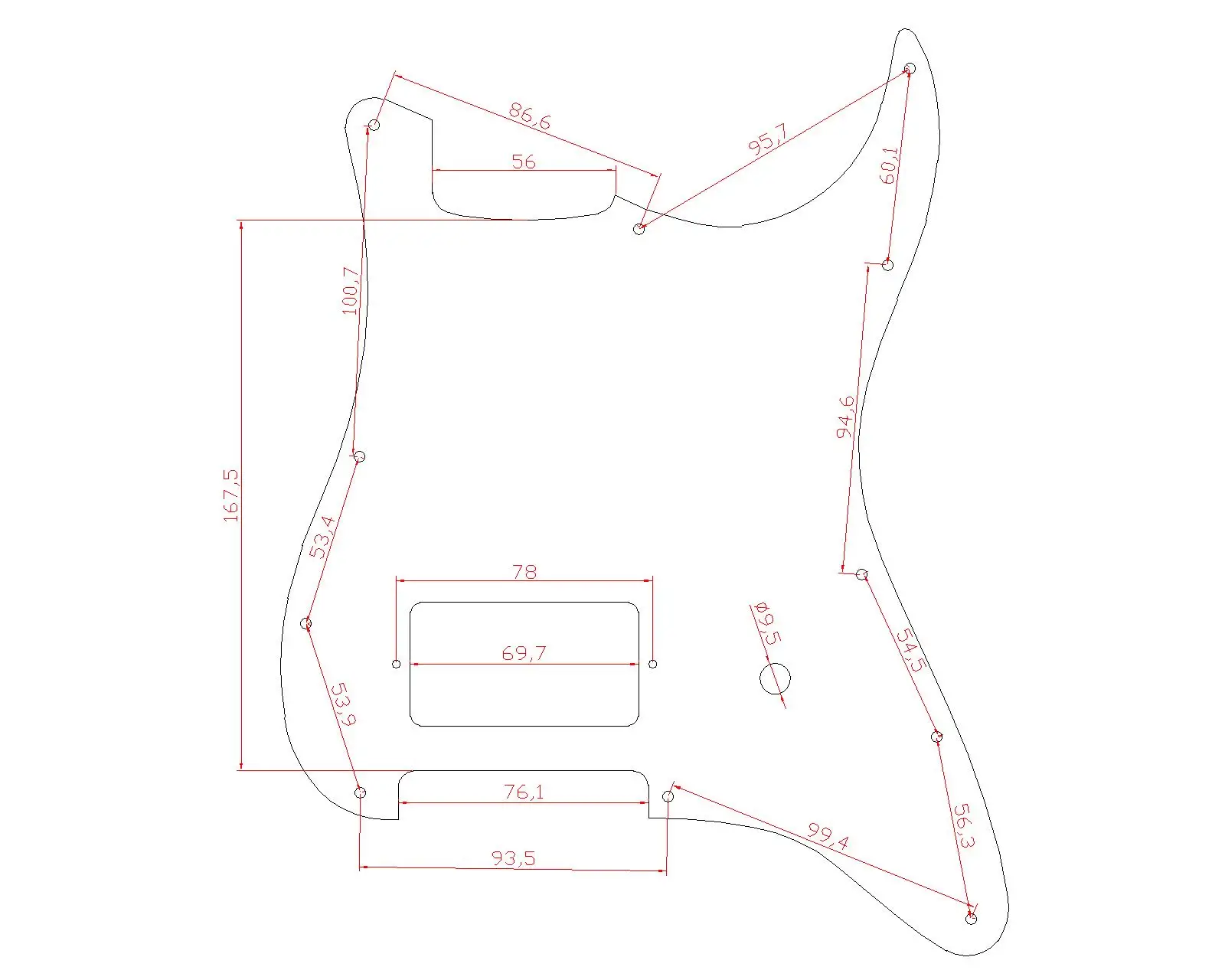 Dopro ST Strat One Humbucker Guitar Pickguard Scratch Plate Fits for Fender Delonge for Stratocaster Various Colors